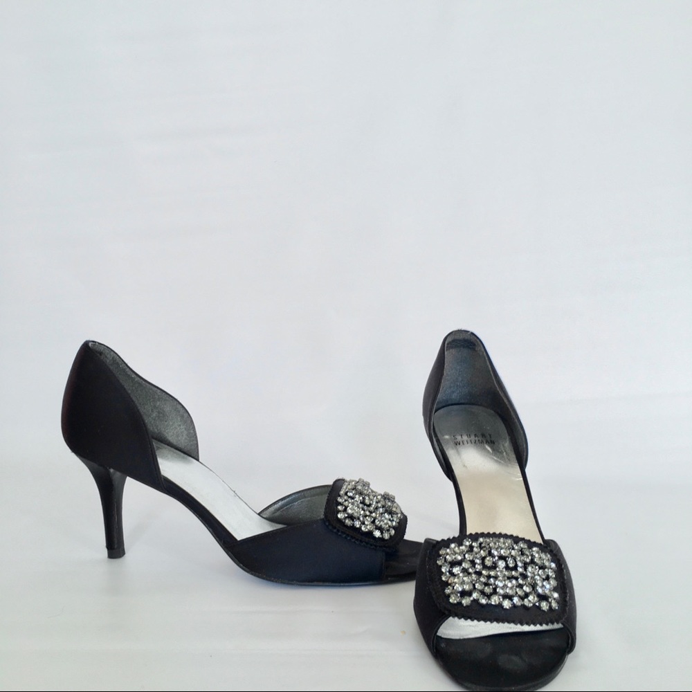 Stuart Weitzman Black crystal formal heels